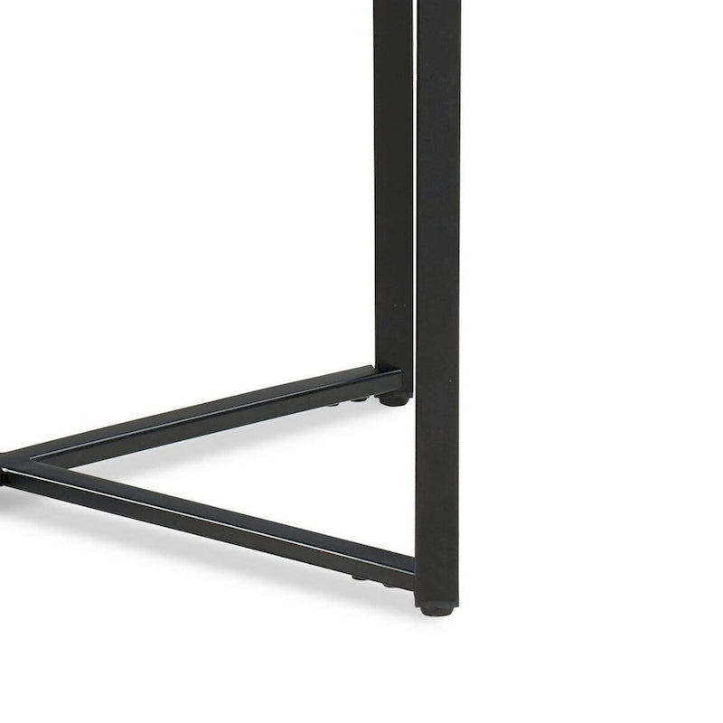 Moderne bijzettafel van 20 inch, met Carrara-marmeren blad, stalen frame, glad grijs
