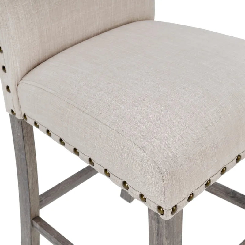 Ensemble de table de bar carré de style ferme Morden Fort de 5 pièces, avec 4 tabourets de comptoir rembourrés