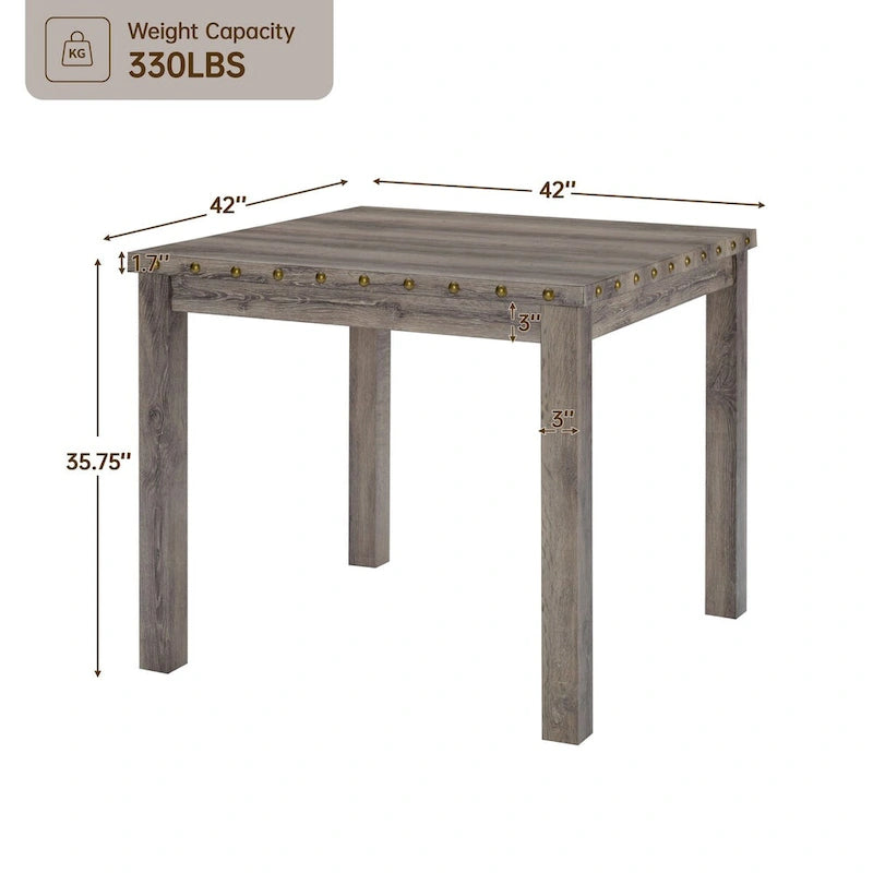 Ensemble de table de bar carré de style ferme Morden Fort de 5 pièces, avec 4 tabourets de comptoir rembourrés