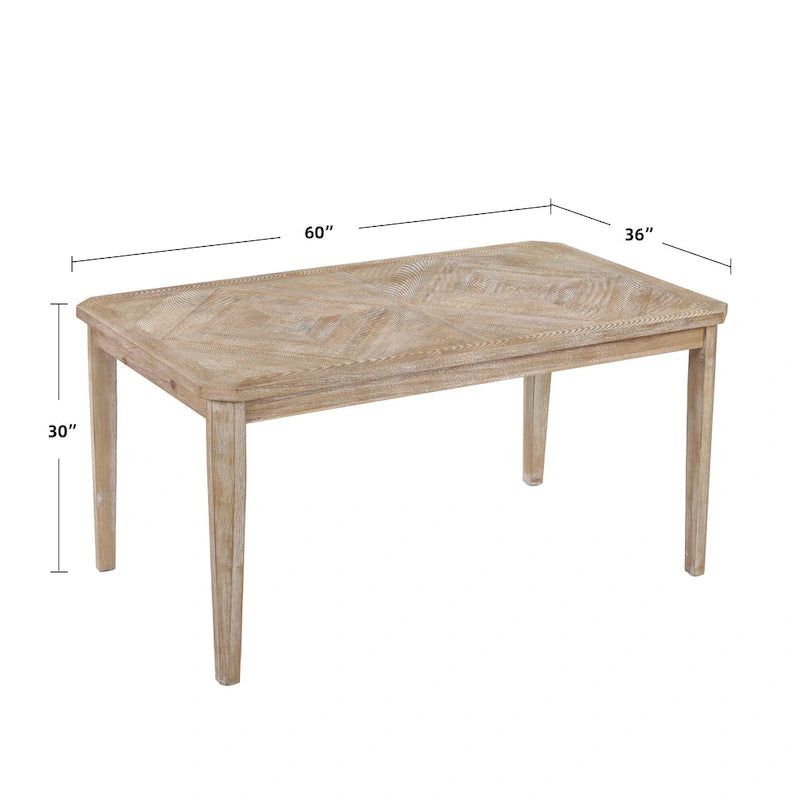 Minimalist 6-Piece Oak 60 Length Dining Set(1 Dining Table+4 UpholsteredChairs+1 Bench)