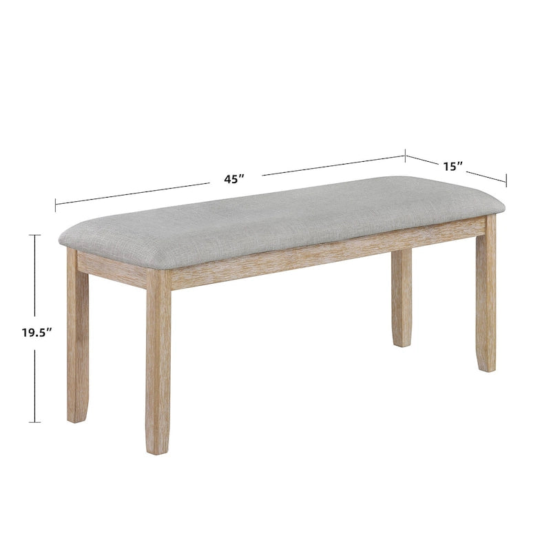 Minimalist 6-Piece Oak 60 Length Dining Set(1 Dining Table+4 UpholsteredChairs+1 Bench)