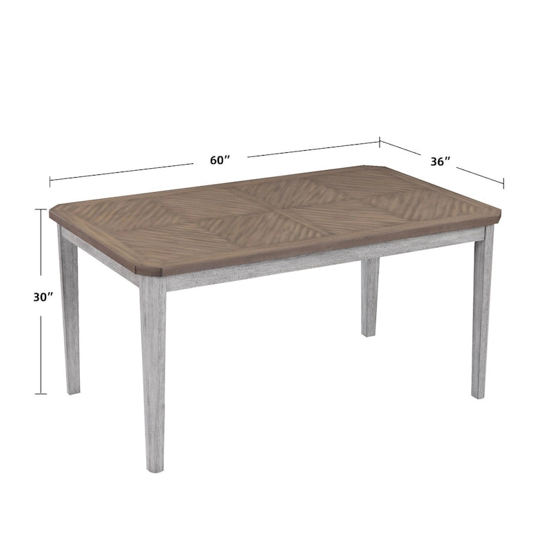 Minimalist 6-Piece Oak 60 Length Dining Set(1 Dining Table+4 UpholsteredChairs+1 Bench)