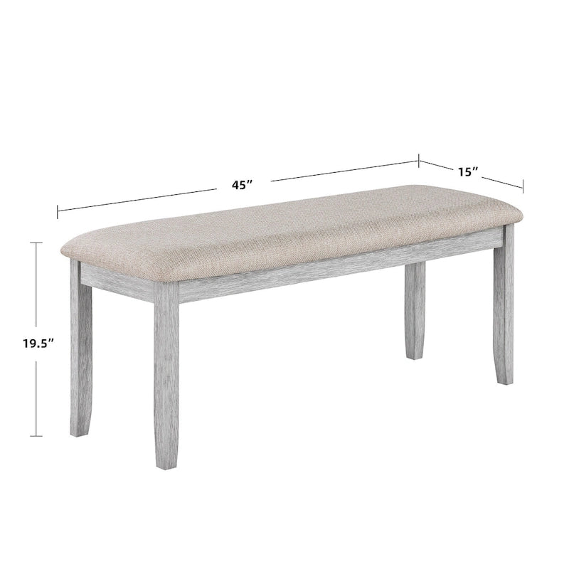 Minimalist 6-Piece Oak 60 Length Dining Set(1 Dining Table+4 UpholsteredChairs+1 Bench)