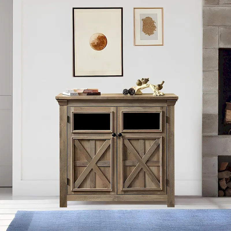 Roomfitters 2-ovinen suuri buffet-/senkkikaappi, baari- ja viinikaappi, kahvibaari- ja viinibaarisäilytyskaappi