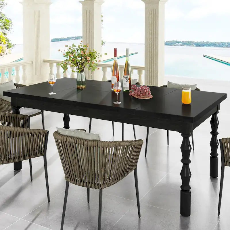 62 Zoll langer Esstisch aus Holz für 4–6 Personen, großer rechteckiger Küchentisch im Landhausstil