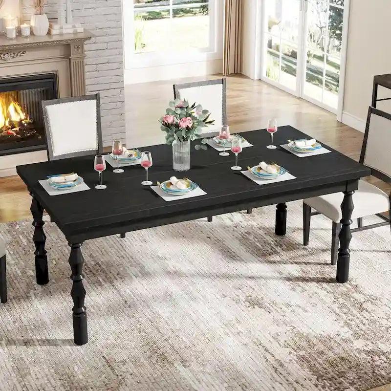 62 Zoll langer Esstisch aus Holz für 4–6 Personen, großer rechteckiger Küchentisch im Landhausstil