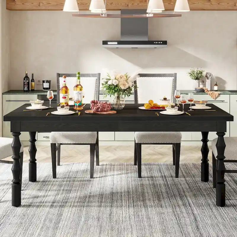 62 Zoll langer Esstisch aus Holz für 4–6 Personen, großer rechteckiger Küchentisch im Landhausstil