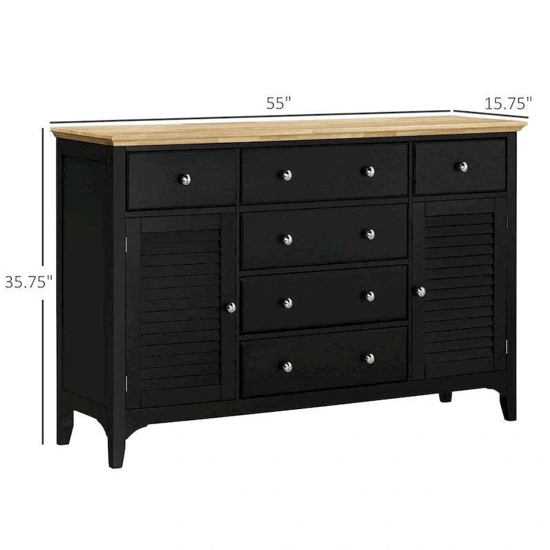 Sideboard-Buffetschrank aus Holz mit Schubladen und verstellbaren Einlegeböden