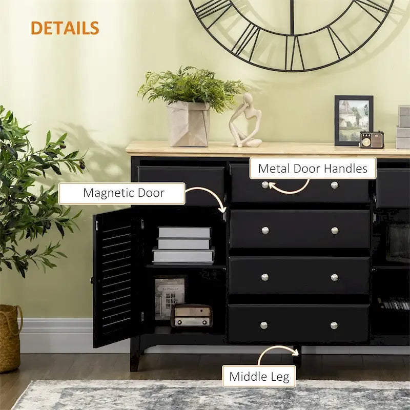 Sideboard-Buffetschrank aus Holz mit Schubladen und verstellbaren Einlegeböden