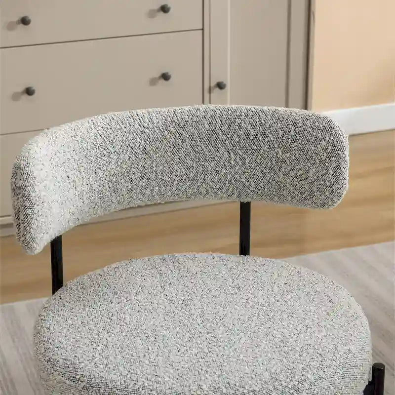 Roundhill Durban 5-teiliges rundes Esszimmerset, Bock-Esszimmertisch mit 4 Bouclé-Stühlen