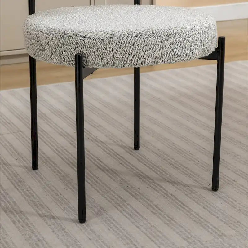 Roundhill Durban 5-teiliges rundes Esszimmerset, Bock-Esszimmertisch mit 4 Bouclé-Stühlen