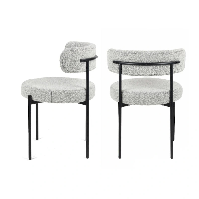 Roundhill Durban 5-teiliges rundes Esszimmerset, Bock-Esszimmertisch mit 4 Bouclé-Stühlen