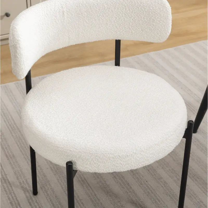 Roundhill Durban 5-teiliges rundes Esszimmerset, Bock-Esszimmertisch mit 4 Bouclé-Stühlen