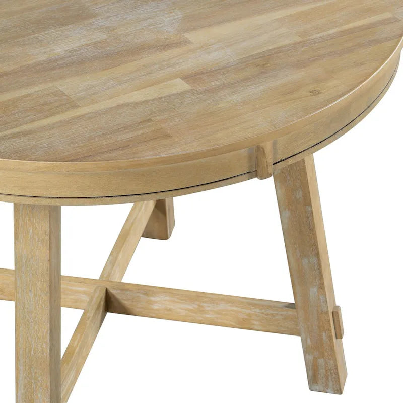 Runder ausziehbarer Küchen- und Esstisch aus Holz mit 16-Zoll-Einlegeplatte