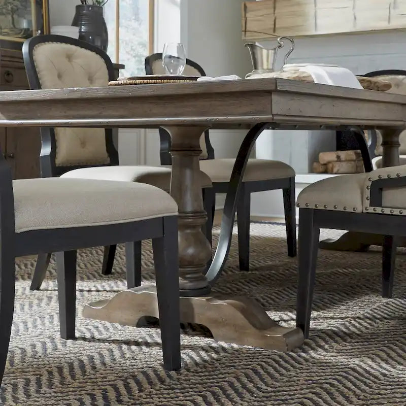 Americana Farmhouse Bocktisch in staubigem Taupe