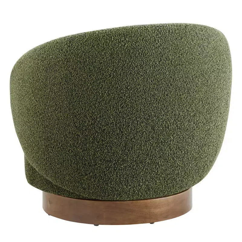 Poltrona barrel girevole imbottita d'accento Spruce&Spring con base in legno