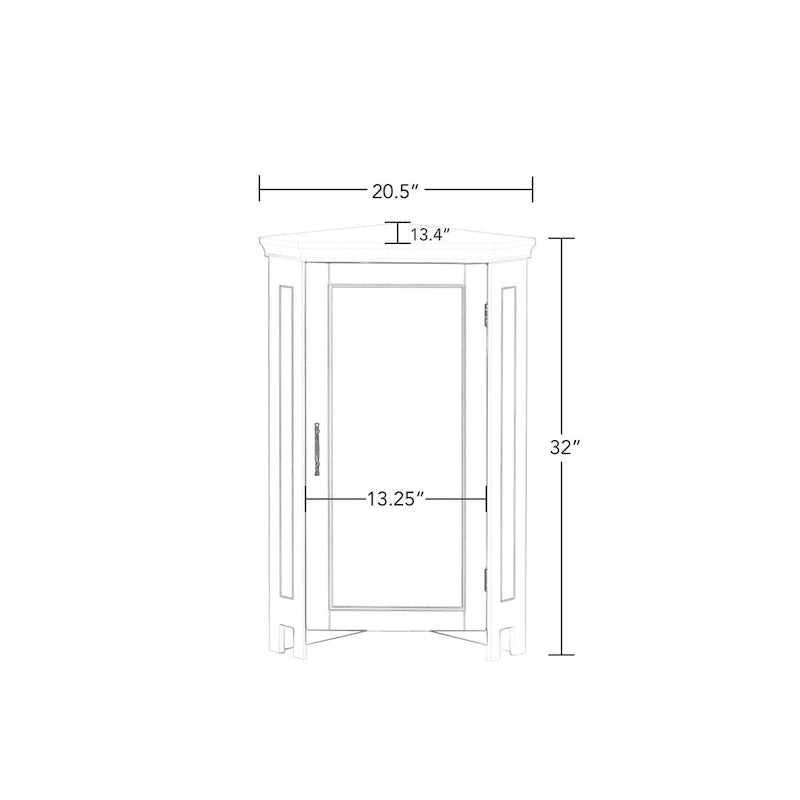 Armario esquinero de almacenamiento para baño Somerset de RiverRidge, organizador de suelo con puertas y un estante ajustable - blanco
