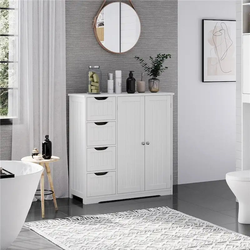 Mobile contenitore da bagno Yaheetech con ripiano regolabile, bianco - N/A