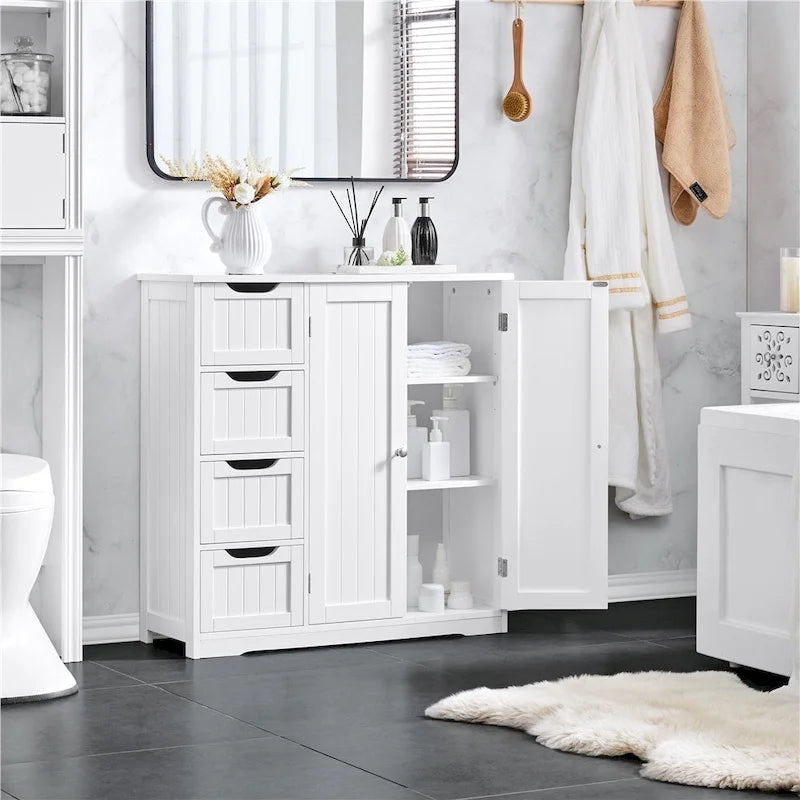 Mobile contenitore da bagno Yaheetech con ripiano regolabile, bianco - N/A