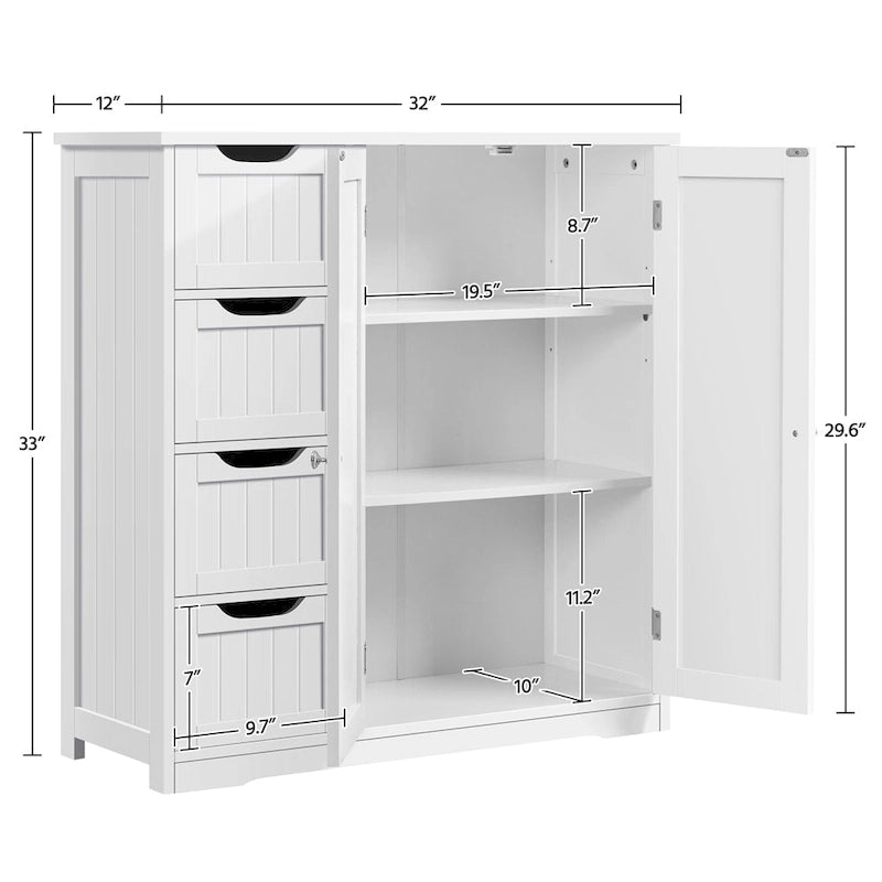 Mobile contenitore da bagno Yaheetech con ripiano regolabile, bianco - N/A