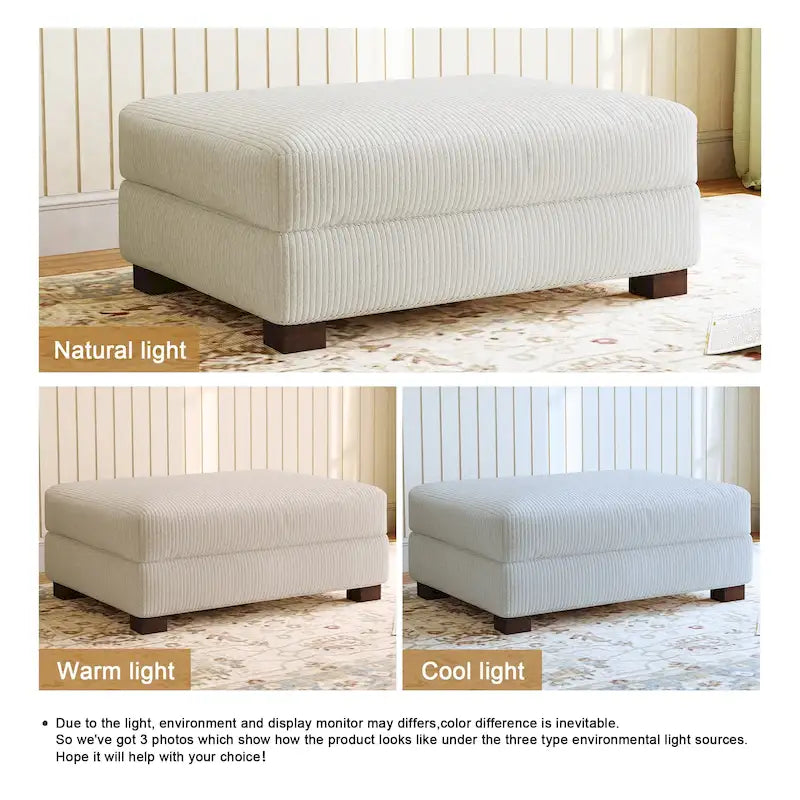 Pouf d’appoint moderne surdimensionné en tissu côtelé