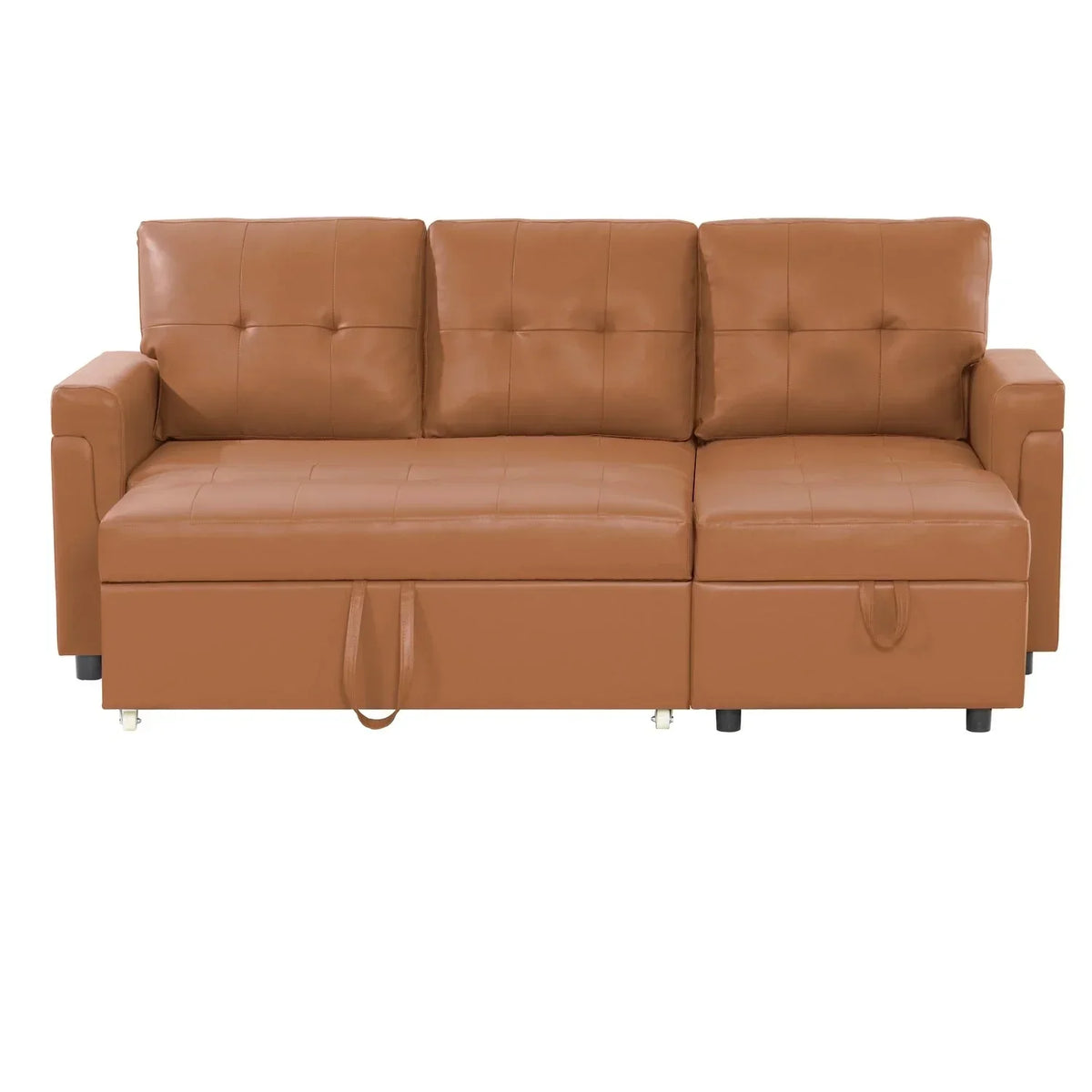 Divano componibile reversibile trasformabile con letto estraibile, chaise longue con contenitore nascosto e gambe resistenti