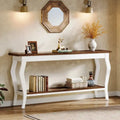 Table console étroite et longue à 2 niveaux pour entrée et salon