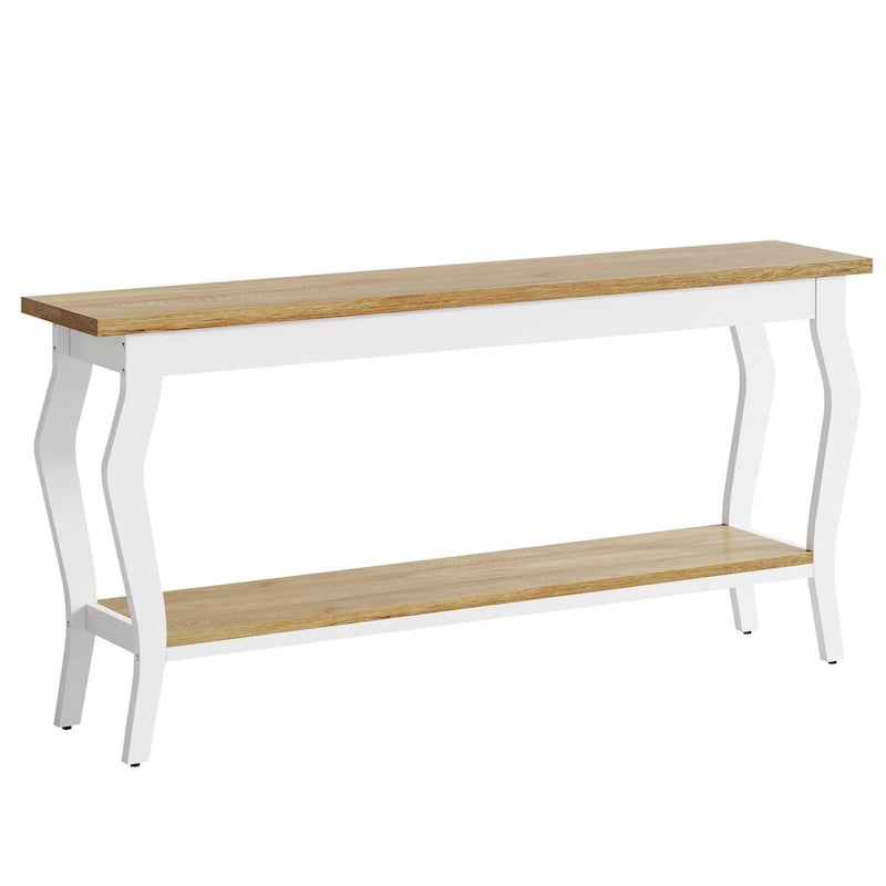 Table console étroite et longue à 2 niveaux pour entrée et salon