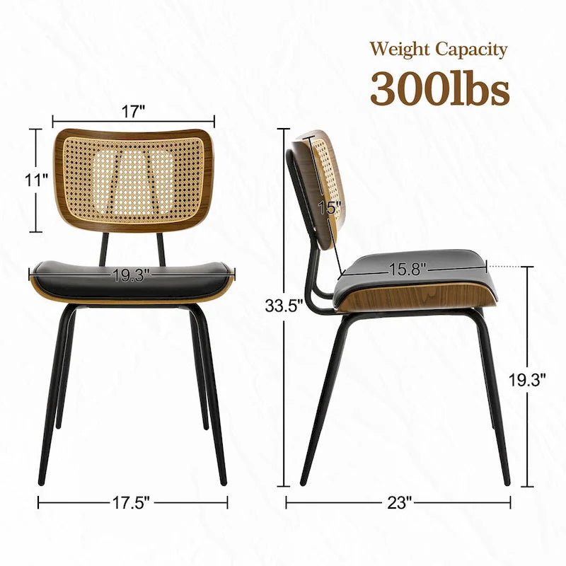 Faux Leather Upholstered Dining Chairs Set of 2/4 - 33.5 H x 17.5 W x 23 D