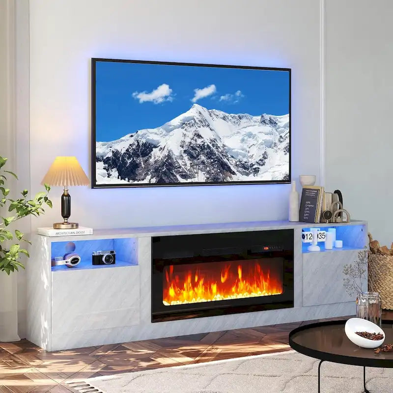 79-inch tv-meubel voor haard met 36-inch elektrische haard