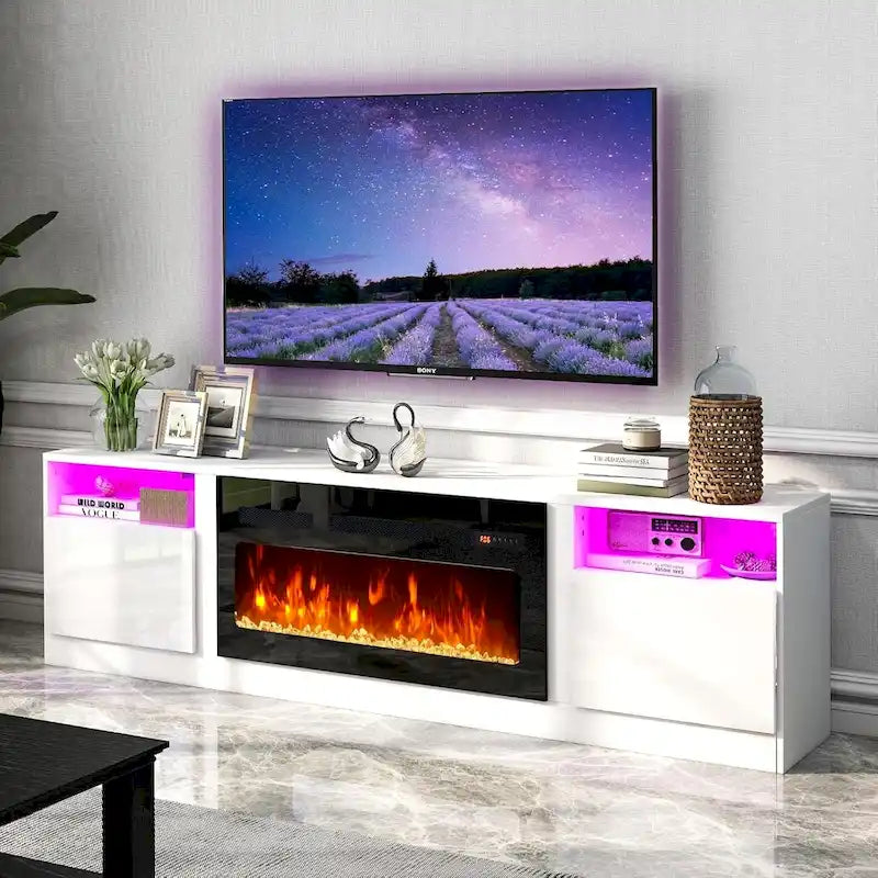 79-inch tv-meubel voor haard met 36-inch elektrische haard
