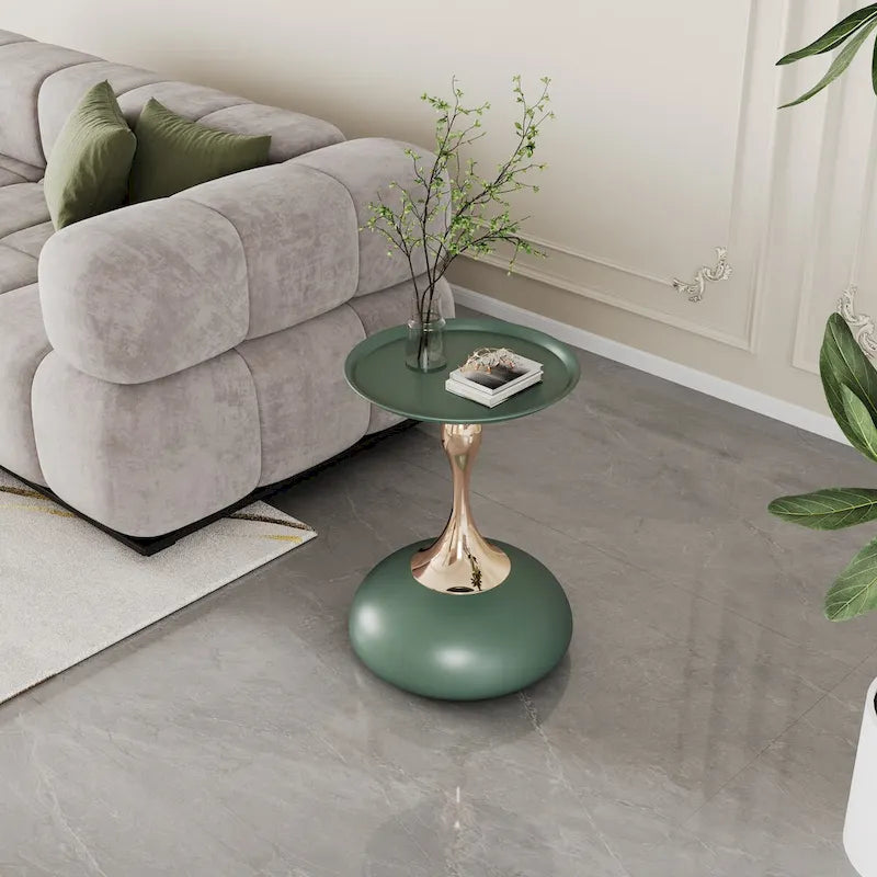 Luxus kialakítású vas lerakóasztal, minimalista kerek oldalasztal kis helyiségekbe