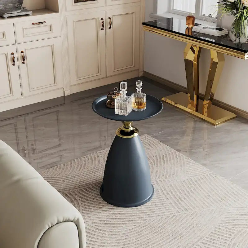 Luxus kialakítású vas lerakóasztal, minimalista kerek oldalasztal kis helyiségekbe
