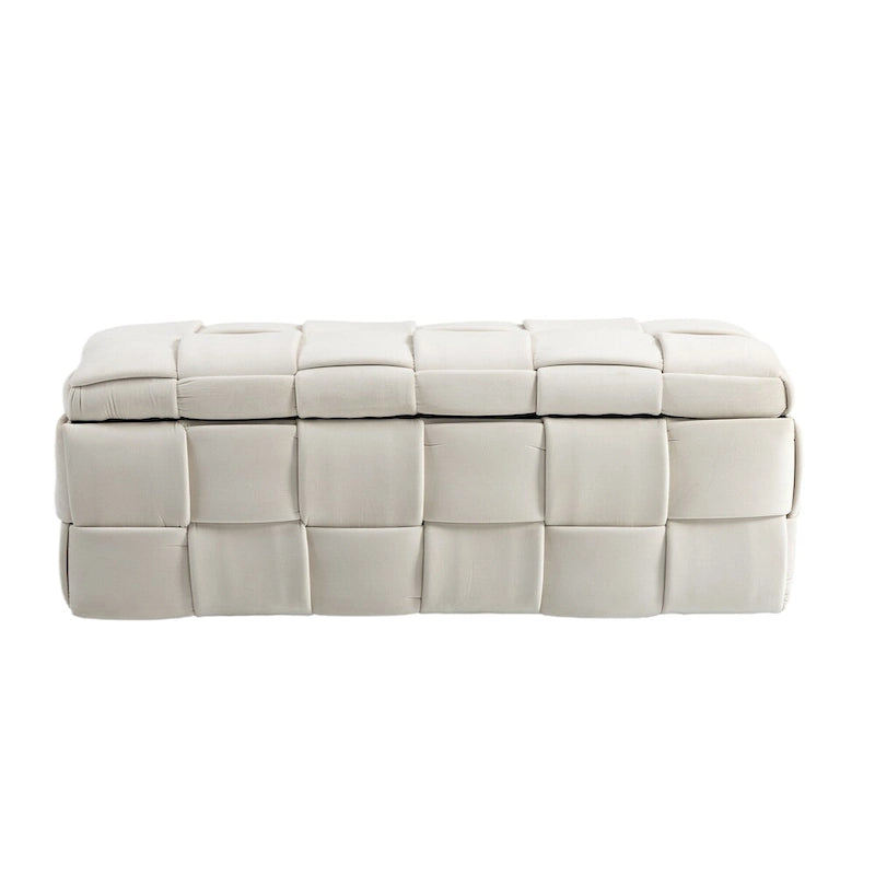 Velvet Upholstered Storage Ottoman Bench with Safety Hinge for Living Room,Bedroom