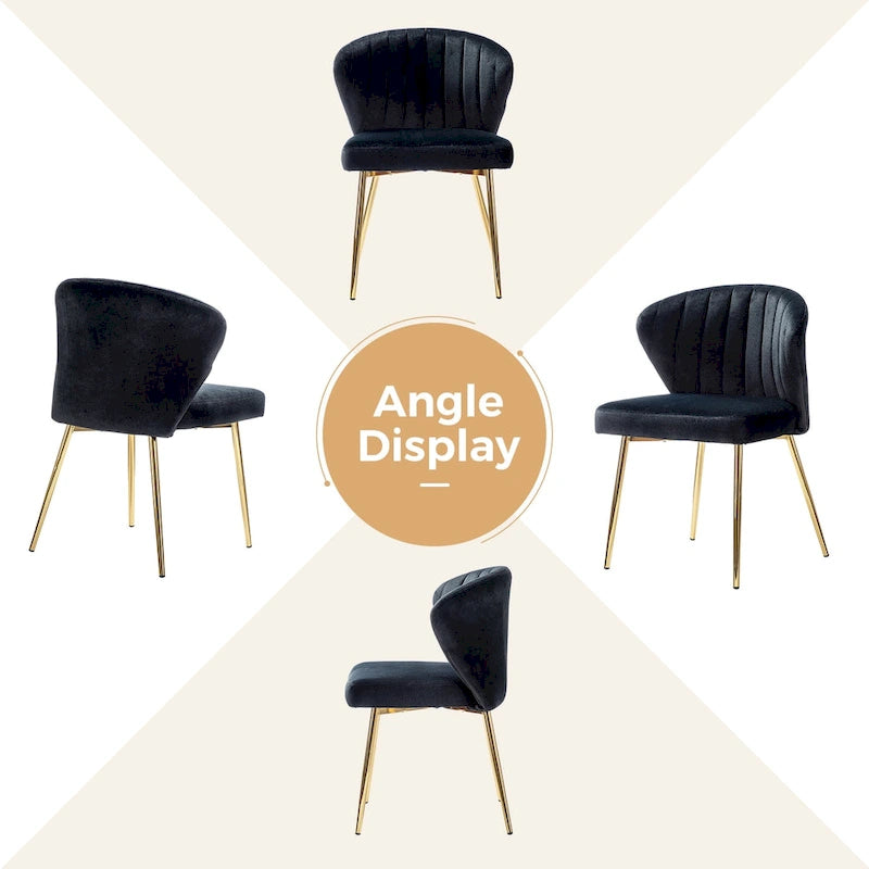Chaise d’appoint de salle à manger Luna moderne glamour, rembourrée, avec dossier capitonné et petit piètement, par HULALA HOME