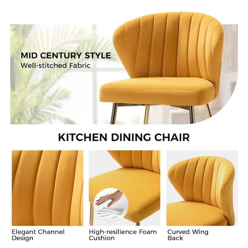 Chaise d’appoint de salle à manger Luna moderne glamour, rembourrée, avec dossier capitonné et petit piètement, par HULALA HOME