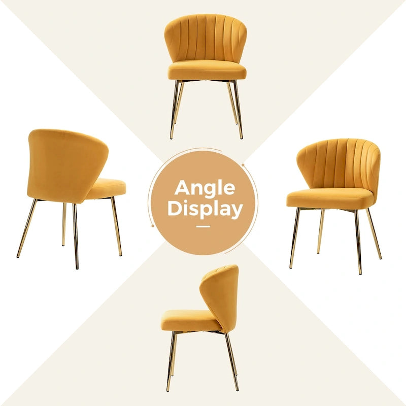 Chaise d’appoint de salle à manger Luna moderne glamour, rembourrée, avec dossier capitonné et petit piètement, par HULALA HOME