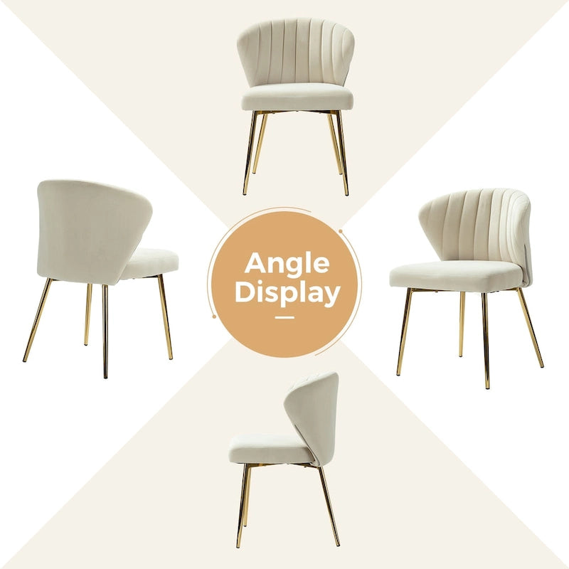 Chaise d’appoint de salle à manger Luna moderne glamour, rembourrée, avec dossier capitonné et petit piètement, par HULALA HOME