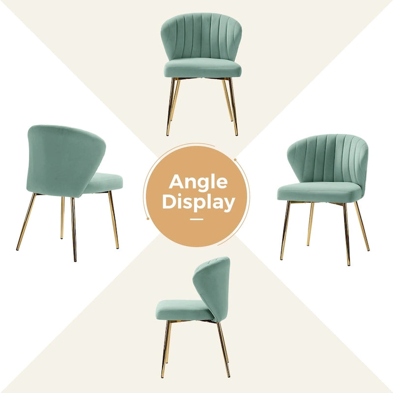 Chaise d’appoint de salle à manger Luna moderne glamour, rembourrée, avec dossier capitonné et petit piètement, par HULALA HOME