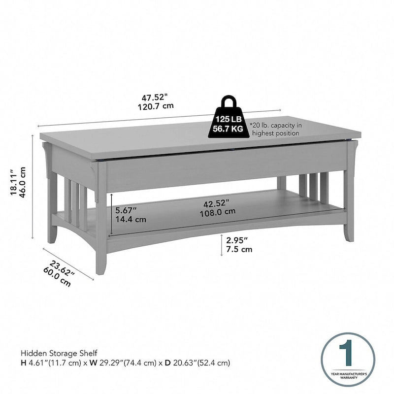 Salinas emelhető asztallapos dohányzóasztal-íróasztal tárolóval, a Bush Furniture-től
