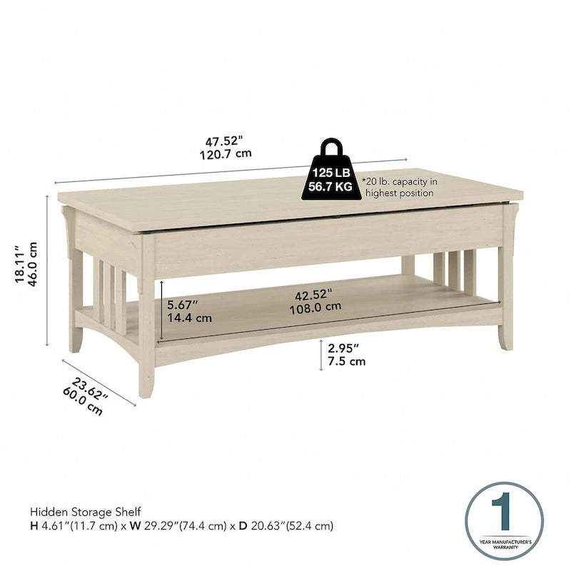 Salinas emelhető asztallapos dohányzóasztal-íróasztal tárolóval, a Bush Furniture-től