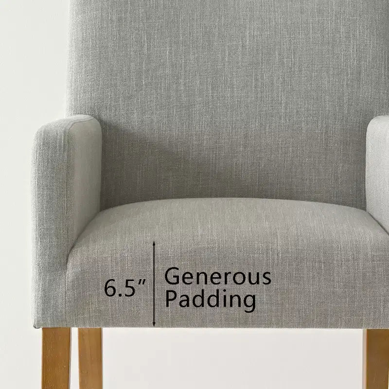 Set of 6 Upholstered Dining Chairs with Arms, Modern Linen Armchairs with Wooden Legs, Accent Chairs for Dining Room, Living Room - Panipeachy