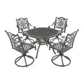 5-Piece Cast Aluminum Patio Dining Set with 4 Swivel Chair
