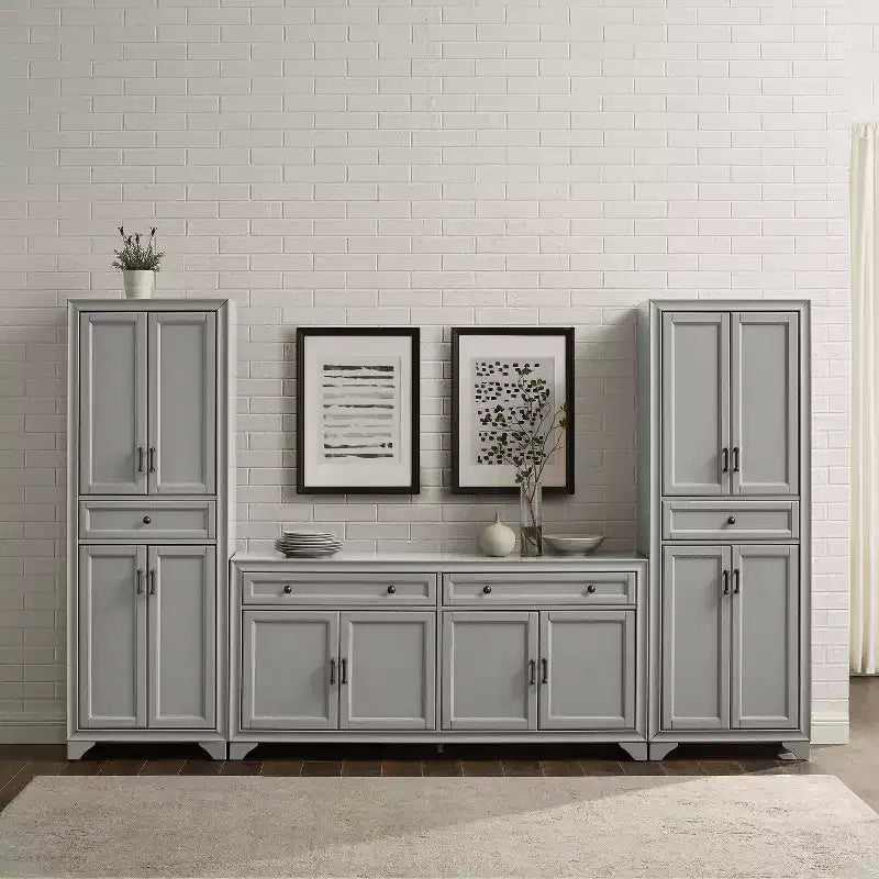 Ensemble 3 pièces Tara de buffet et meuble garde-manger finition vieillie - Crosley