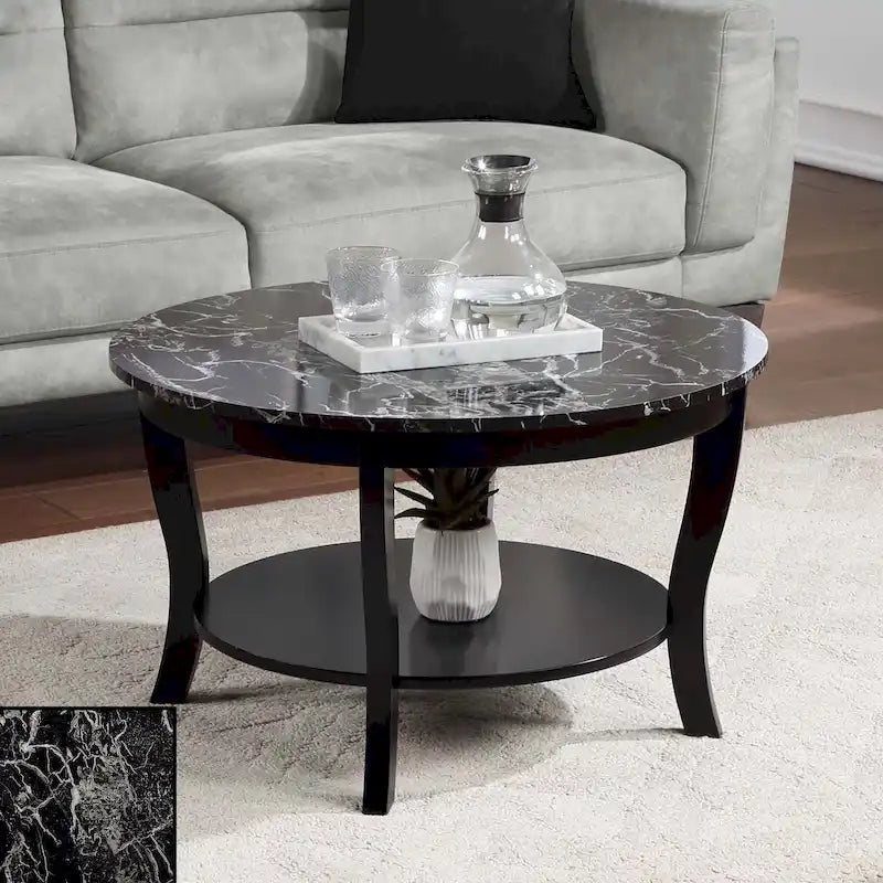 Convenience Concepts American Heritage Round Coffee Table with Shelf