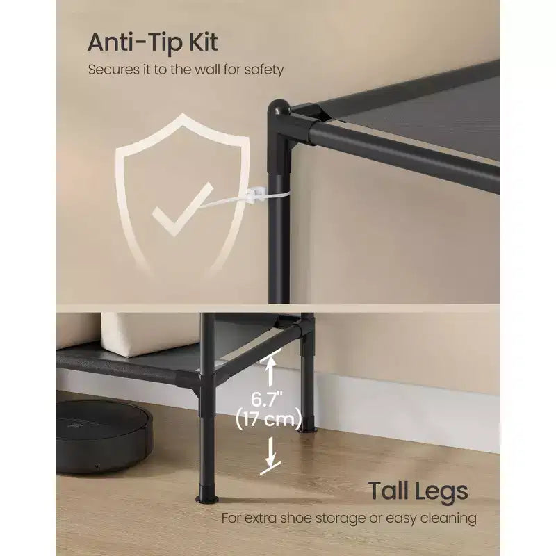 SONGMICS Clothes Rack, Heavy-Duty Wardrobe Closet Organizer with Hanging Rails and Shelves, Total Load 297 lb, Easy Assembly, Ink Black