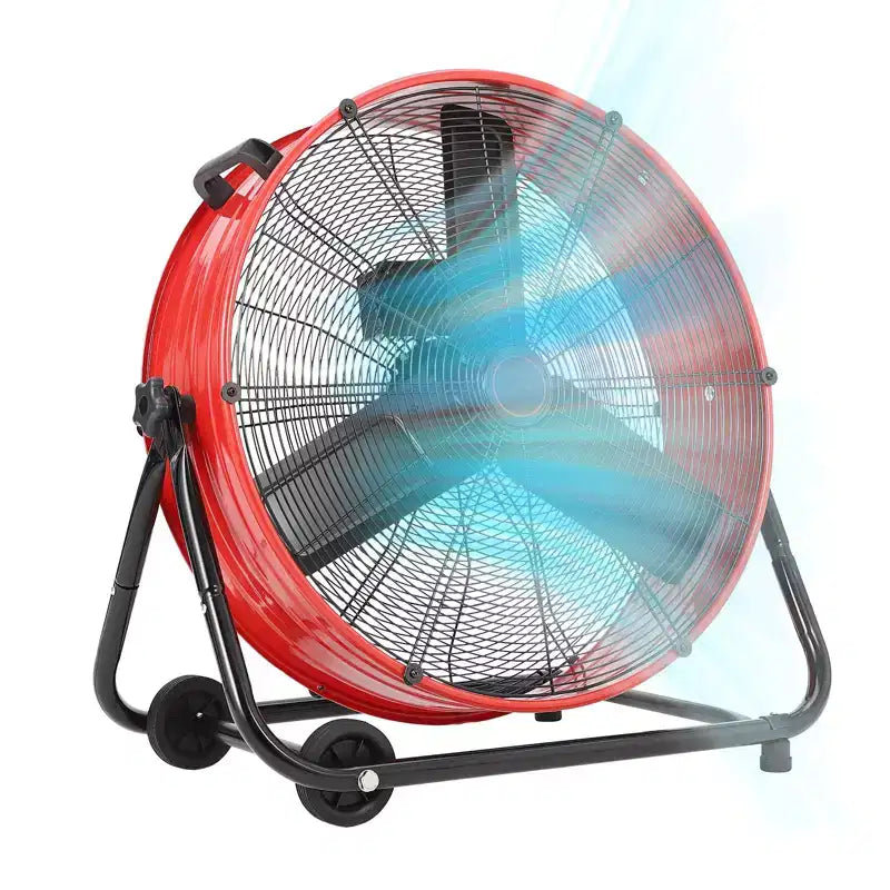Álló ventilátor, ipari ventilátor – 24 hüvelykes nagy teljesítményű dobfan 4 sebességfokozattal, fém légkeringető raktárba, műhelybe, garázsba, gyárba és pincébe