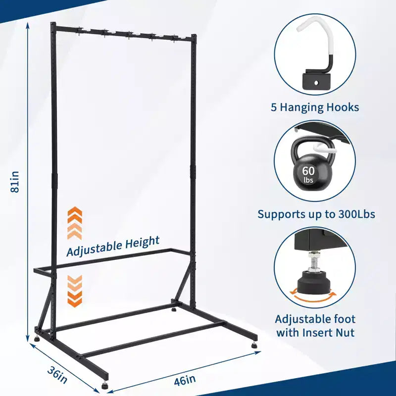 Freestanding 5-Bike Storage Rack with 300 Lbs Heavy Duty Capacity, Sturdy Organizer for Safe and Stable Bike Holding for Front Yards, Backyards