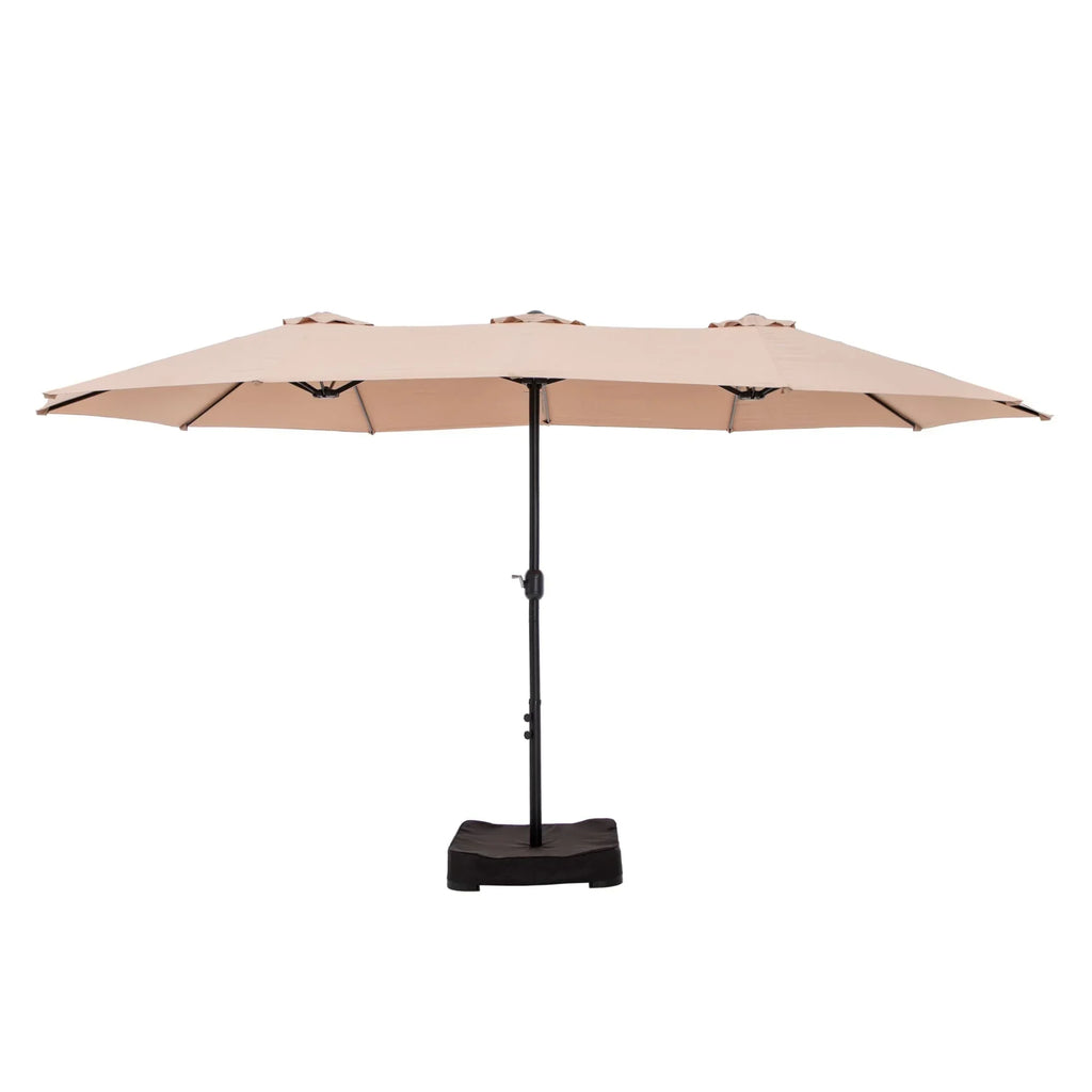 MAISON ARTS dubbele parasol voor terras, 15 ft, extra groot, tweepersoons, inclusief voet