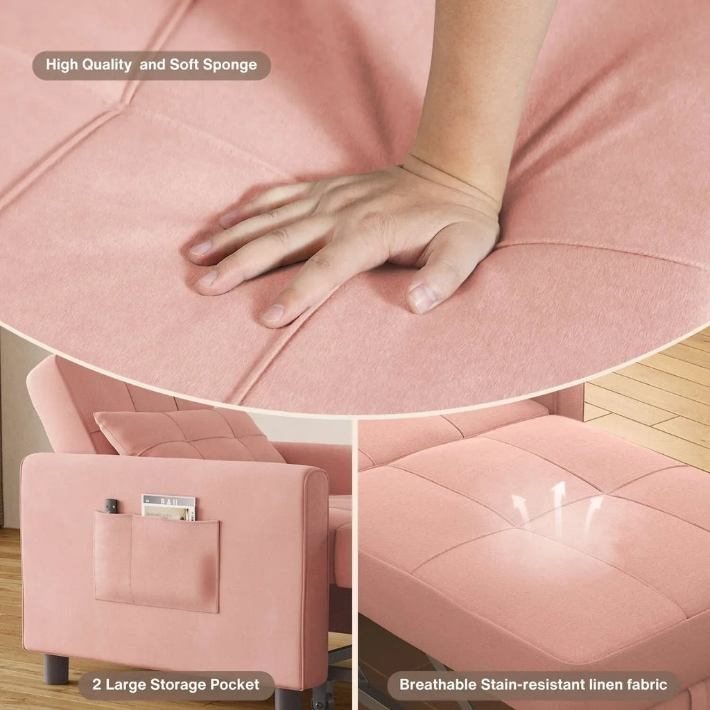 3-in-1-Schlafsofa mit verstellbarer Rückenlehne, ausziehbarer Sessel, umwandelbares Klappbett fürs Wohnzimmer